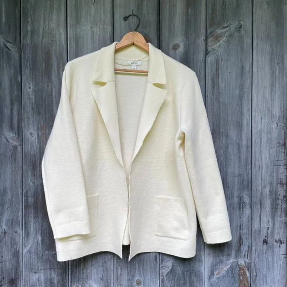 Macy's On 34th Cream Women's Knit Sweater Blazer Size L Neutral Minimalist NWOT - Picture 8 of 8